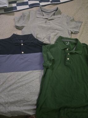 GAP Polo Trio in Dark Green, Navy, and Light Gray